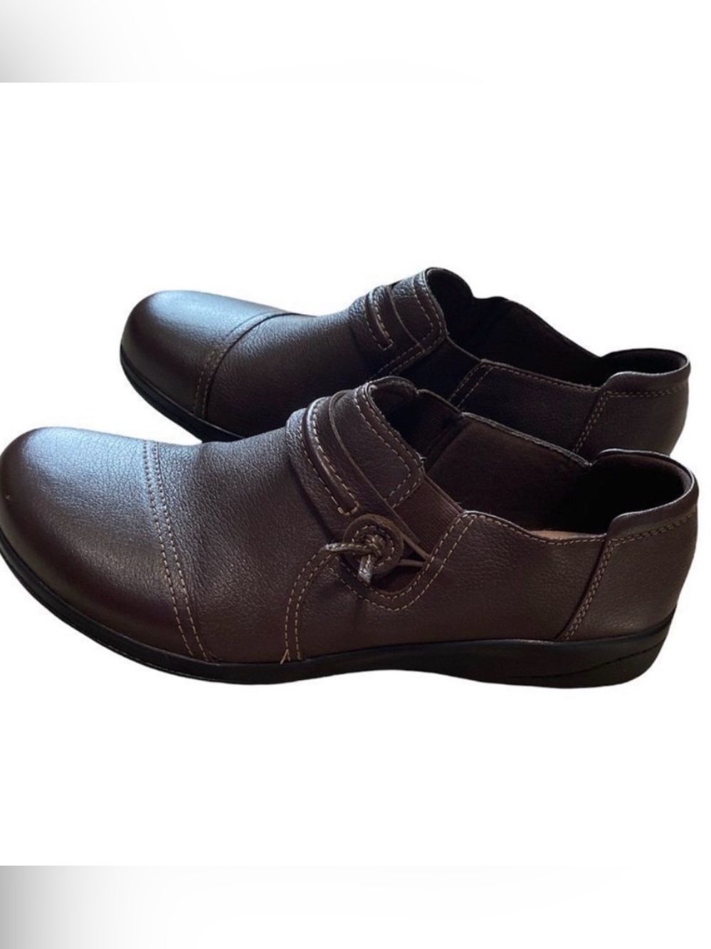 Clarks Collection Cheyn Madi Dark Brown leather Slip On Loafers size 9
